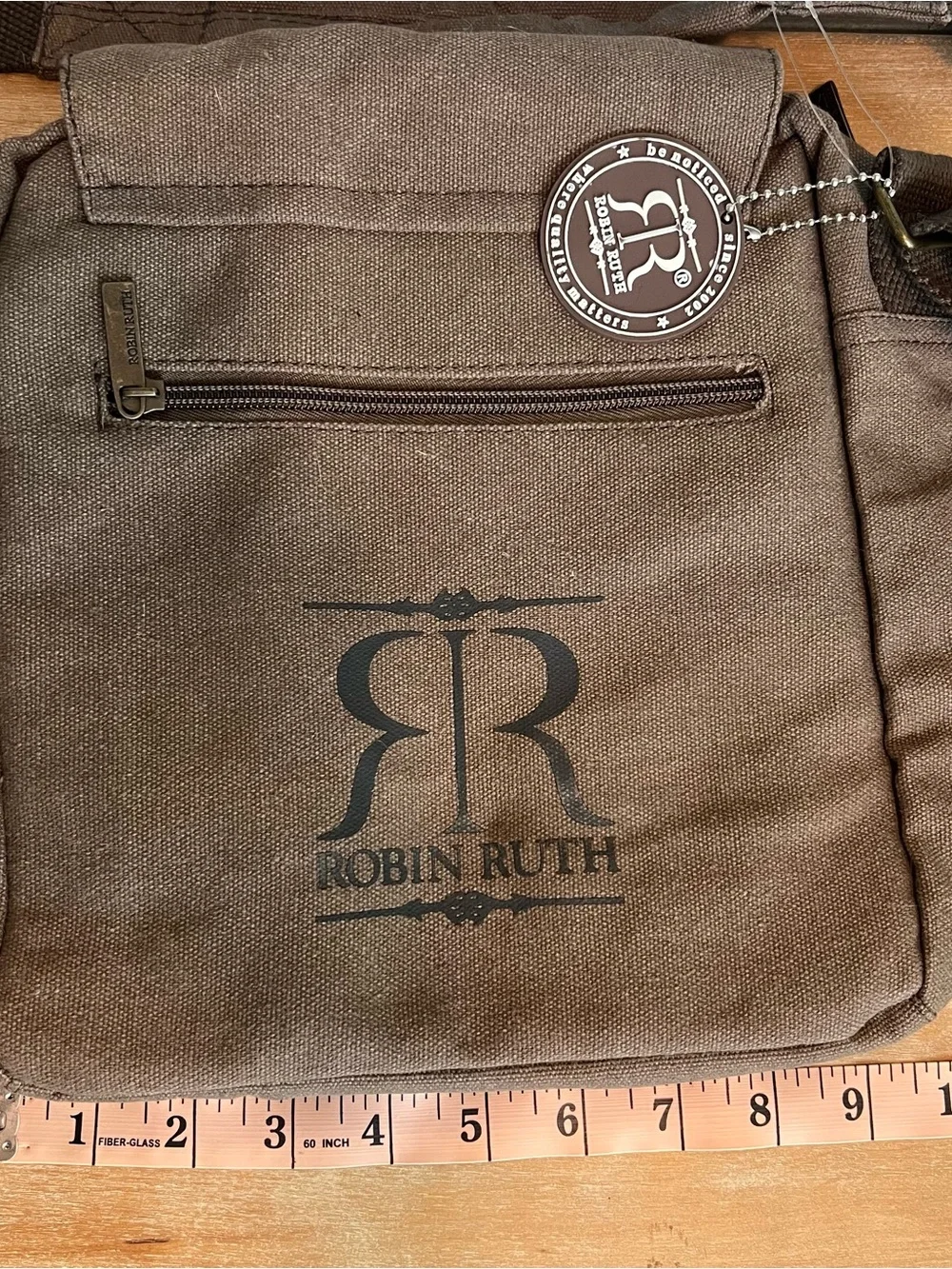 London Print Brown Canvas Crossbody Bag for Men